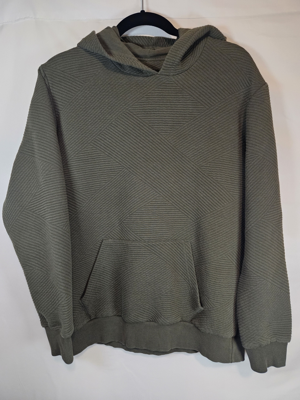Men's Olive Textured Pullover Hoodie